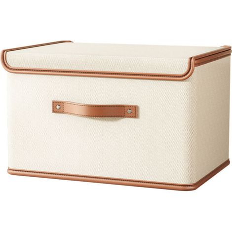 Basket de Rangement en Tissu Oxford avec Couvercle Grand Panier Blanc Riz. 37x27x26 cm. Idéal pour Linge. Jouets et Accessoires (1/5)