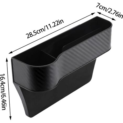 (Siège gauche noir) Boîte de rangement pour espace entre les sièges auto, support de rangement pour siège avant, en ABS, universelle pour l'intérieur de voiture (1/5)