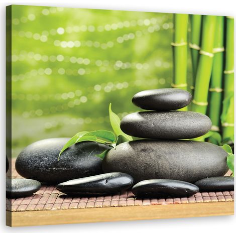 Quadro su tela, Pietre foglie zen spa - 40x40 (1/5)