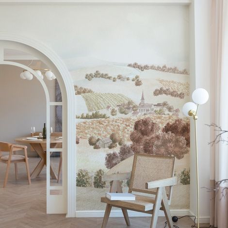 Papier peint panoramique - Campagne - Rouge - intissé : 150g/m² - 7 lés : 336x270cm (1/5)