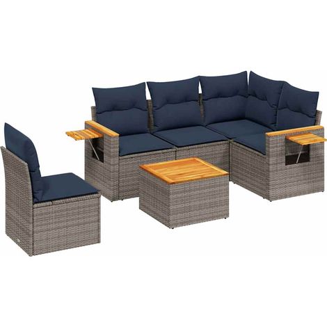 Maison Exclusive - 6-tlg. Garten-Sofagarnitur mit Kissen Grau Pol