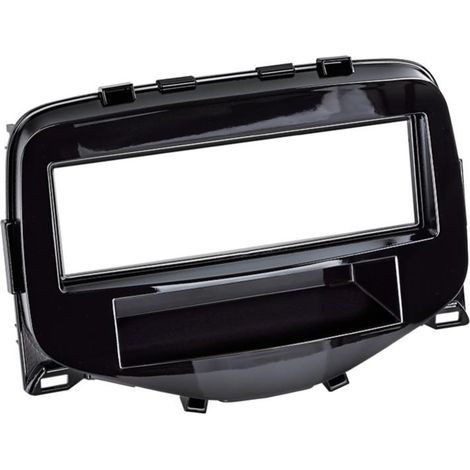 Support autoradio 1DIN compatible avec Citroen C1 Peugeot 108 Toyota Aygo ap14 Avec vide poche - Noir brillant