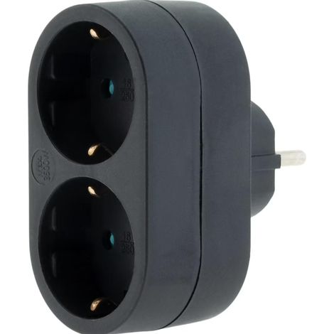 Prise biplite Schuko 16A Noir - Zenitech (1/2)
