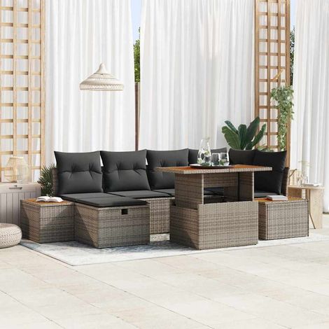 Set Divano da Giardino 7 pz Grigio polyrattan vidaXL (1/5)