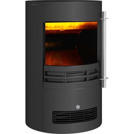 HOMCOM Fireplace Electric Heater Stove w/ Thermostat Control Black Freestanding (1/5)