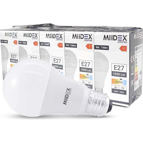 LED 12W BULB E27 4000K BOITE PACK 5 MIIDEX VISION-EL 738841 (1/7)