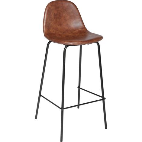 Juego de 2 taburetes de bar 'Vladi' coñac efecto piel - Atmosphera créateur d'intérieur (1/6)