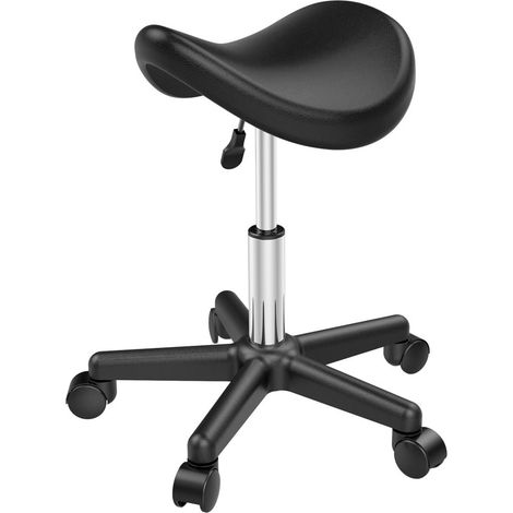 Yaheetech – Tabouret ergonomique à roulettes – Chaise de selle pivotante – Hauteur réglable 45,5-60 cm – Cuir PU et acier – Charge max 120 kg