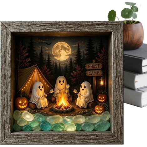 Cadre Photo D'Halloween Décoration Vintage 3D Lumineuse à LED Décoration Pour Maison Hantée Pour Maison Salon Chambre Bureau Table Étagère Murale Cheminée Manteau De Cheminée (1/5)