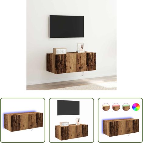 vidaXL Meuble tv bois - Meuble TV mural Bois Ancien 80 x 35 x 31 cm Bois d'ingénierie (1/5)