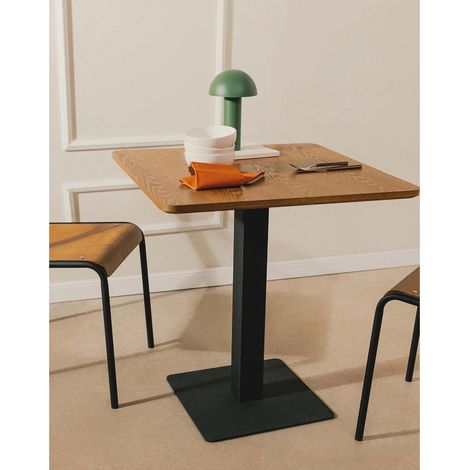 ORION91oficial® - Square MDF Dining Table with Black Matte Structure (70x70 cm) for 4, perfect for cafes and offices, featuring a sturdy design with a single pedestal base for optimized space and easy (1/5)