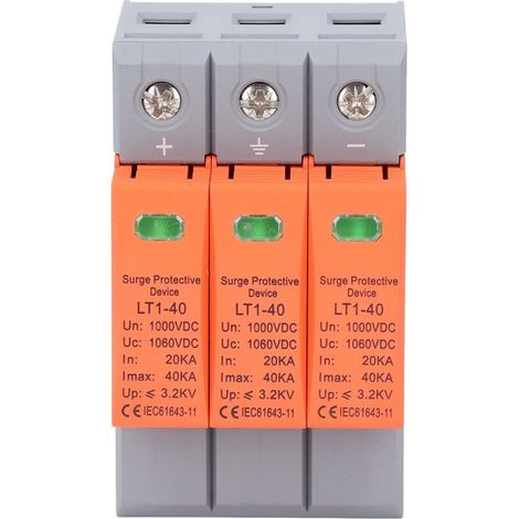 Parafoudre 3P 35MM, dispositif de protection photovoltaïque à montage sur Rail DIN, parafoudre basse tension pour la maison 1000V 20-40KA (1/5)