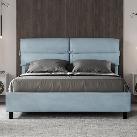 Letto contenitore da 160x190 in microfibra azzurro Nandy (1/5)