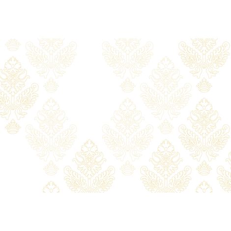 Papier peint panoramique beige et blanc | Tapisserie panoramique géométrique à motifs florales | Papier peint panoramique salon abstrait - 267 x 400 cm (4 pièces) (1/2)