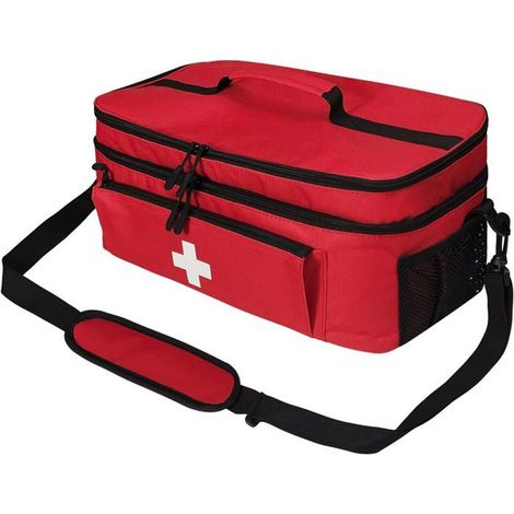 Sac de premiers secours vide - OKZ® - Tissu Oxford imperméable - Dimensions 18x23x40 cm - Conception à double couche (1/5)