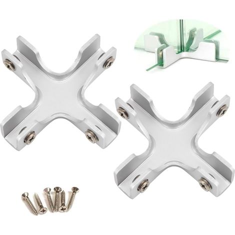 Lntyq Lot de 2 supports de verre en forme de croix en alliage d'aluminium pour verre de 8 à 10 mm d'épaisseur Livré avec vis
