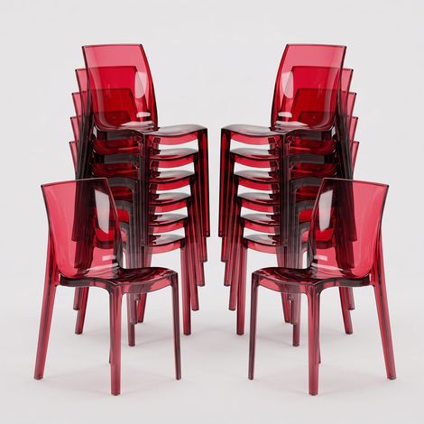 16 Sedie Femme Fatale Grand Soleil trasparenti offerta stock Bar Ristorante - Trasparente Rosso (1/5)