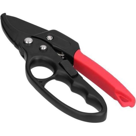 ZJCHAO sécateur portable Sécateur rouge noir segmenté branche à cliquet ciseaux économie deffort interrupteur à glissière (1/4)
