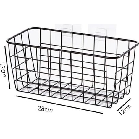 Hängekorb Aufbewahrungskorb Regal kein Bohren erforderlich inklusive 2 selbstklebender Haken Wandmontage geeignet für Küche Schrank WC und 28 x x 12 (1/4)