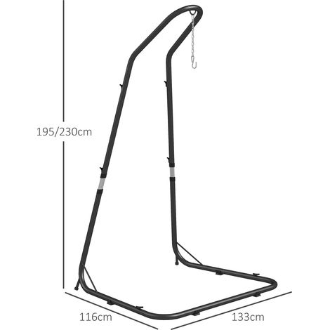 Cadre de chaise hamac jusqu’à 150kg,hauteur réglable pour chaise suspendue,structure noire robuste adaptée au jardin et balcon extérieur.