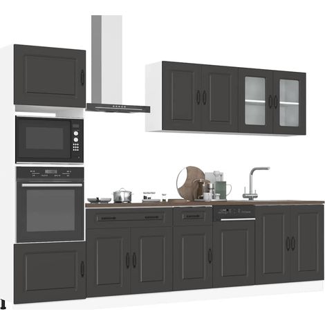 7-tlg. Küchenschrank-Set Kalmar Schwarz Holzwerkstoff