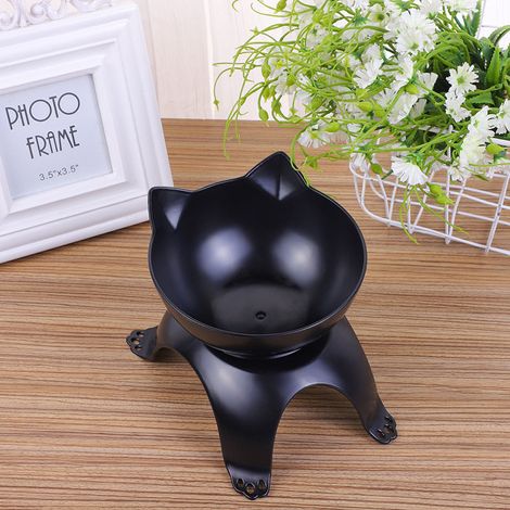 Bol pour animaux de compagnie, antidérapant, nettoyage facile, forme mignonne, petite nourriture, alimentation en eau pour chien et chat, noir (1/5)