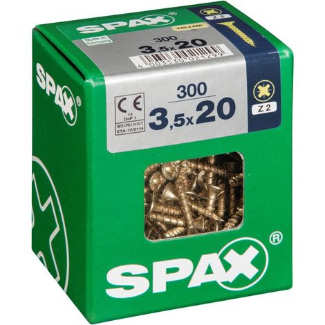 Set di 300 viti in acciaio a testa svasata pozidriv SPAX, Diam.3,5 mm x L.20 mm SPAX (1/5)
