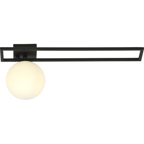 Lampada a Soffitto Imago, Acciaio verniciato a polvere, Vetro, Nero, Bianco, 50x21x18 cm (1/5)