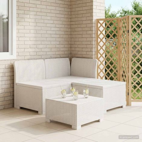 Canapé de Jardin Modulaire 3 Places en Polypropylène Aspect Rotin Blanc Extérieur - PANGIVO (1/5)