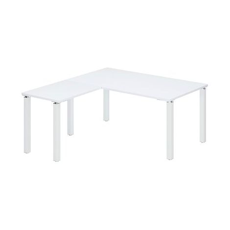 Bureau d'angle EXPRIM plateau blanc L 160 cm avec retour suspendu piètement métal - blanc - Maxiburo (1/2)