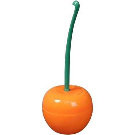 Brosse et Support de Toilette Cerise Brosse de Brosse Toilette Cerise Brosse WC Outil de Nettoyage-couleur orange (1/5)