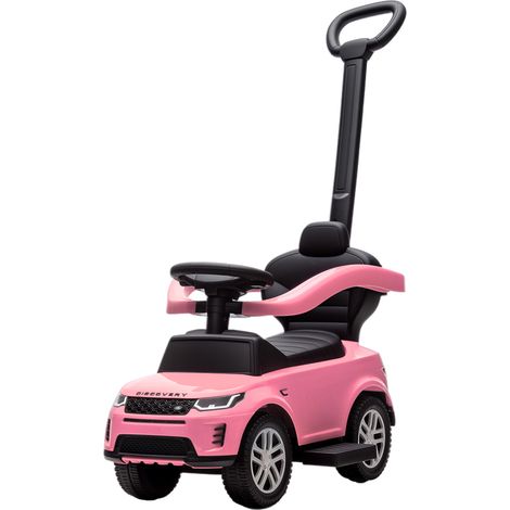 Véhicule à pédales 2 en 1 pour enfants de 18 à 36 mois, LAND ROVER DISCOVERY avec rangement, poignée amovible et barrière de sécurité, rose (1/5)