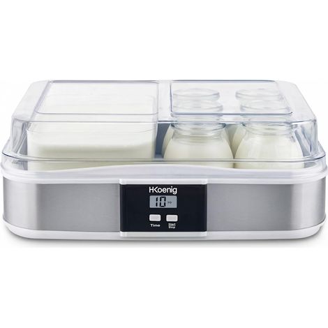 Yaourtière 12 pots ELY120, Capacité 12 x 160 ml, Programmable, Ecran LCD, Corps en Acier Inoxydable, Sans BPA, Compatible au lave vaisselle, Arrêt Automatique, Puissance 21,5 W (1/5)