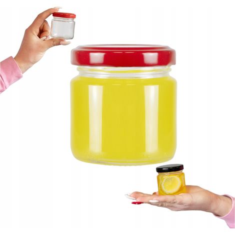 5x BARATTOLO 100ml CONTENITORE PER ALIMENTI MIELE MARMELLATA CANDELE CONSERVE CON TAPPO