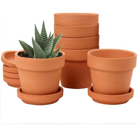 6er Set Terrakotta Blumentöpfe mit Untersetzer 8 cm für Zimmerpflanzen und Outdoor (1/5)