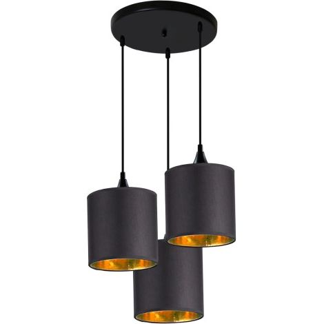Lampadario LONG Talerz nero/oro Ø40 3xE14 Candellux