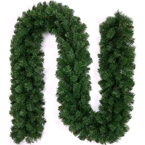 Guirnalda de árbol de Navidad artificial, decoración para interior y exterior, adornos navideños verdes, hierba verde para puerta y pared, 2.7 m (1 pieza) (1/5)