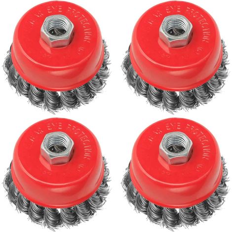 Lot de 4 brosse metallique meuleuse pour meuleuses d'angle, Ø 75 mm, M14 (1/5)