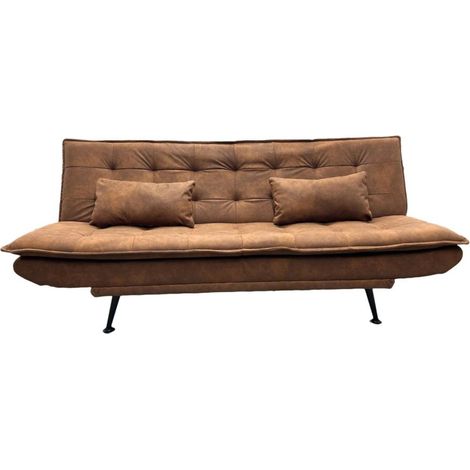 Sofá cama convertible SERENO color marrón chocolate – Sofá de tres plazas en microfibra (1/5)