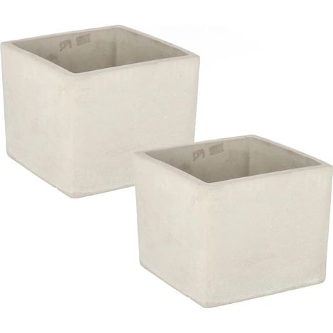KOTARBAU Lot de 2 pots de fleurs carrés en béton décoratif (16 x 16 cm) (1/5)