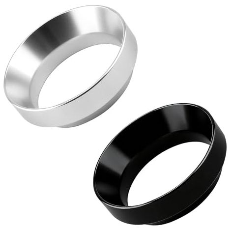 2pcs Entonnoir Anneau de Dosage 51mm à Expresso, pour Porte Filtre Café, Magnétique Anti-Éclaboussures, Accessoire Machine Café 51mm, Noir & Argent - (1/5)