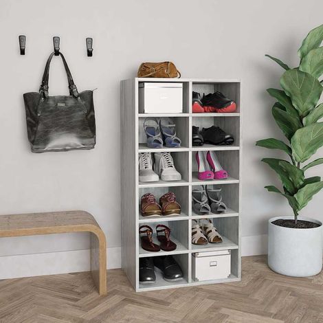 Meuble à Chaussures Étagère à Chaussures - Gris béton 54x34x100,5 cm Bois ingénierie BV331737 - BonneVie (1/5)