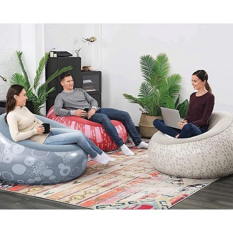 TRADE SHOP - Poltrona Pouff Gonfiabile Seduta Sagomata 112x112x66cm 3 Colori Assortiti 75052 - (1/5)