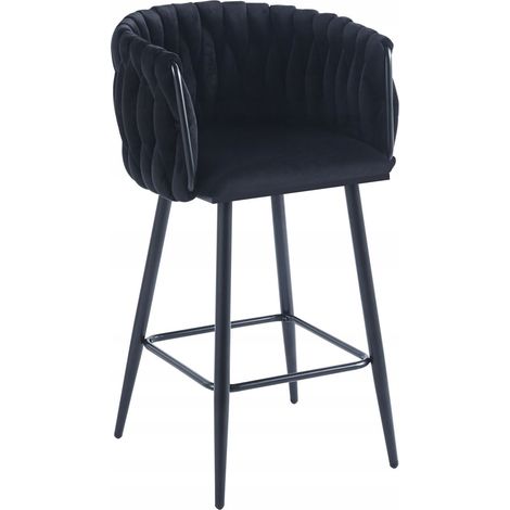 Tabouret H7-FX en velours noir (structure noire) (1/5)