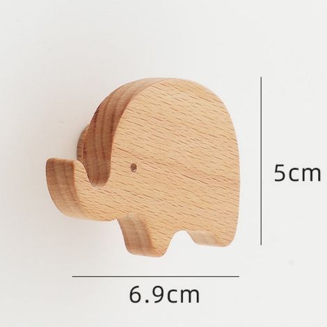 6 pièces - Poignées de meubles en bois,Conviennent pour coiffeuses, chambres d'enfants, tiroirs, armoires, chambres à coucher (motif éléphant) (1/5)