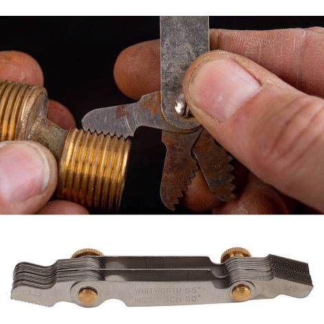 Gewindelehre aus verchromtem Edelstahl, 52 Gauge, 55° Zoll + 60° metrisch (1/5)