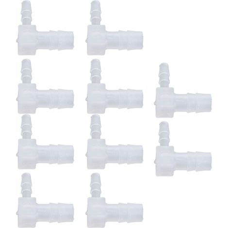 Lot de 10 raccords de tuyau en plastique à embout cannelé réducteurs coudés à 90° type L 8 x 4 mm