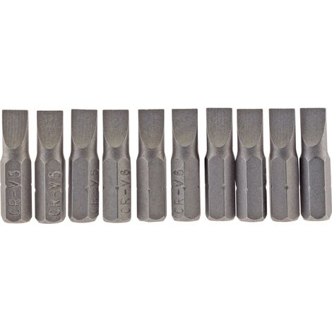 Draper 10-Piece Set of 25mm Plain Slot E-Shank Insert Bits with 6.0mm P-Slot for Precision Drilling and Fastening (1/5)