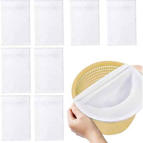 Chaussettes de Skimmer Piscine Filtre Préfiltres Réutilisables en Élastique Maille Ultra Fine pour Panier 30 Pièces Nylon (1/5)
