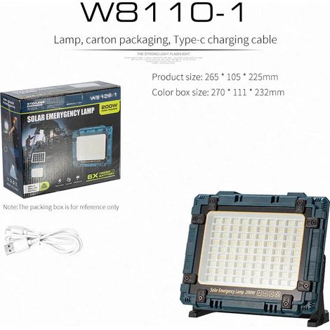 Projecteur solaire rechargeable - Portable - Étanchéité IP66 - Camping (1/4)